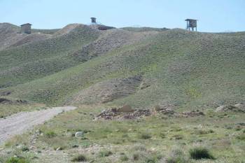 Chinese checkpoints overlooking the Mes Aynak site